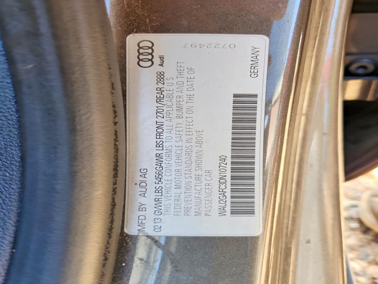 2013 Audi A7 Prestige Серый vin: WAU2GAFC3DN107240