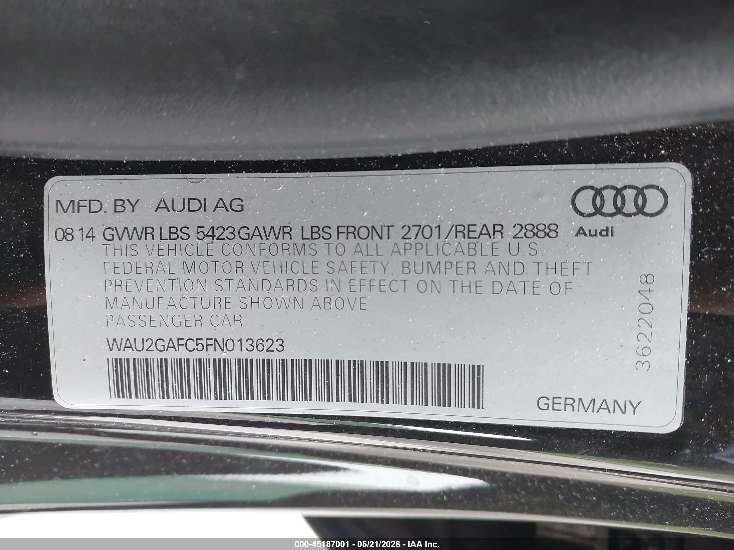 2015 Audi A7 3.0t Premium Plus Black vin: WAU2GAFC5FN013623