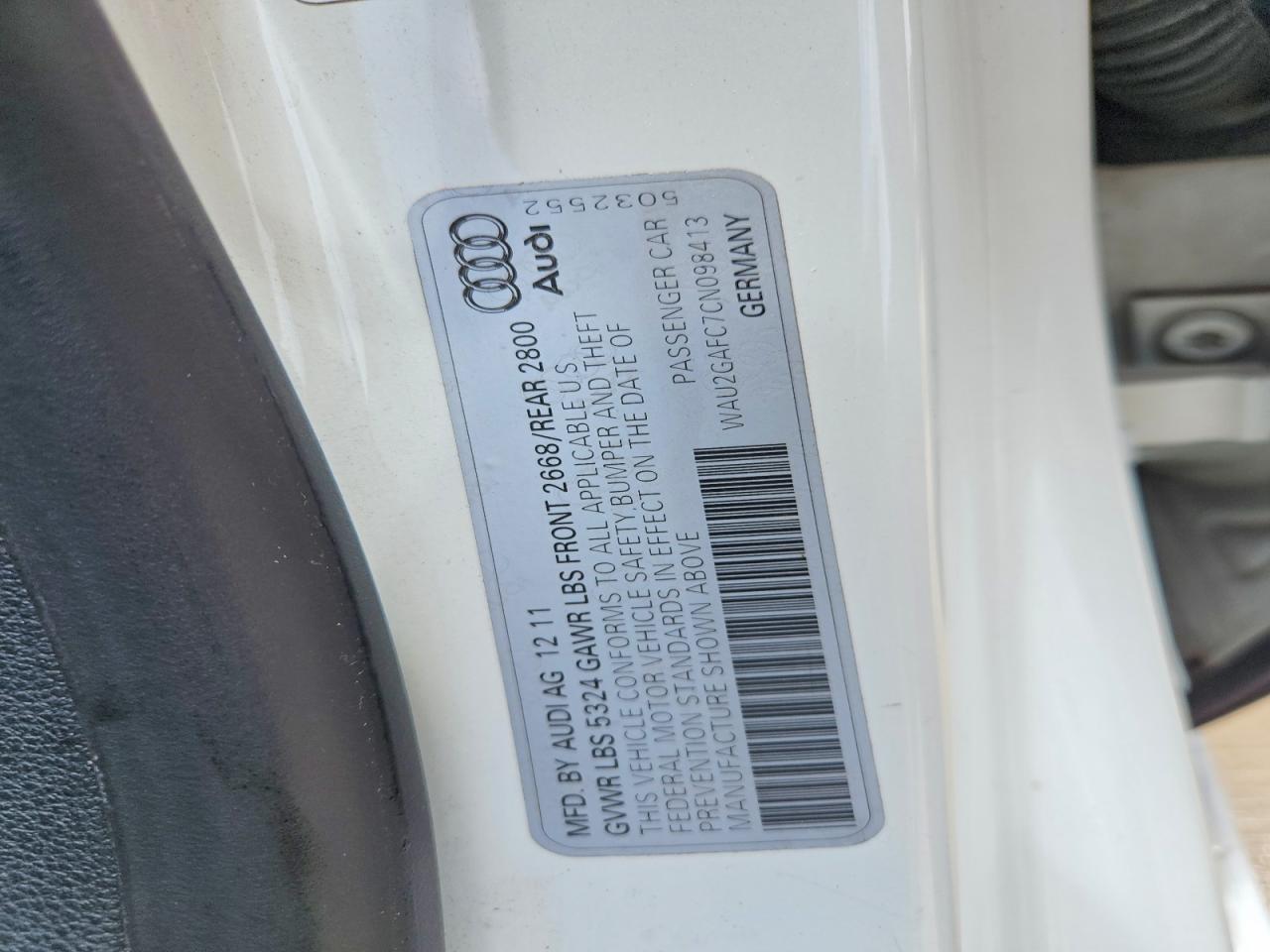 2012 Audi A7 Prestige White vin: WAU2GAFC7CN098413