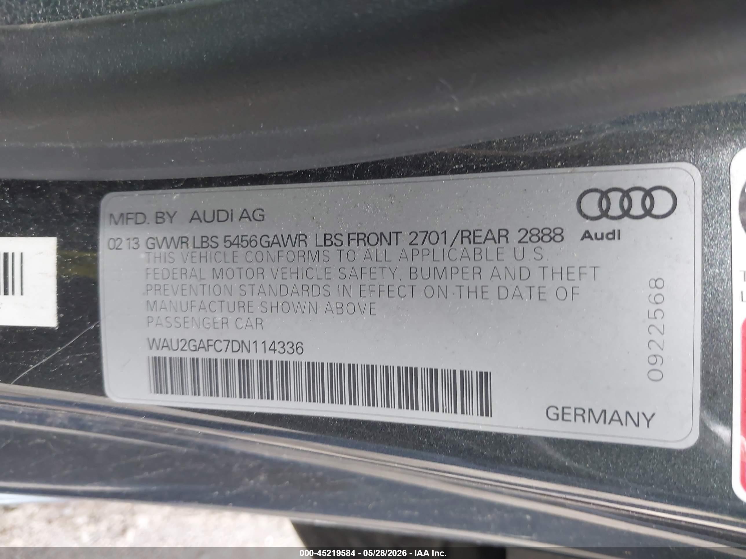 2013 Audi A7 3.0t Premium Серый vin: WAU2GAFC7DN114336
