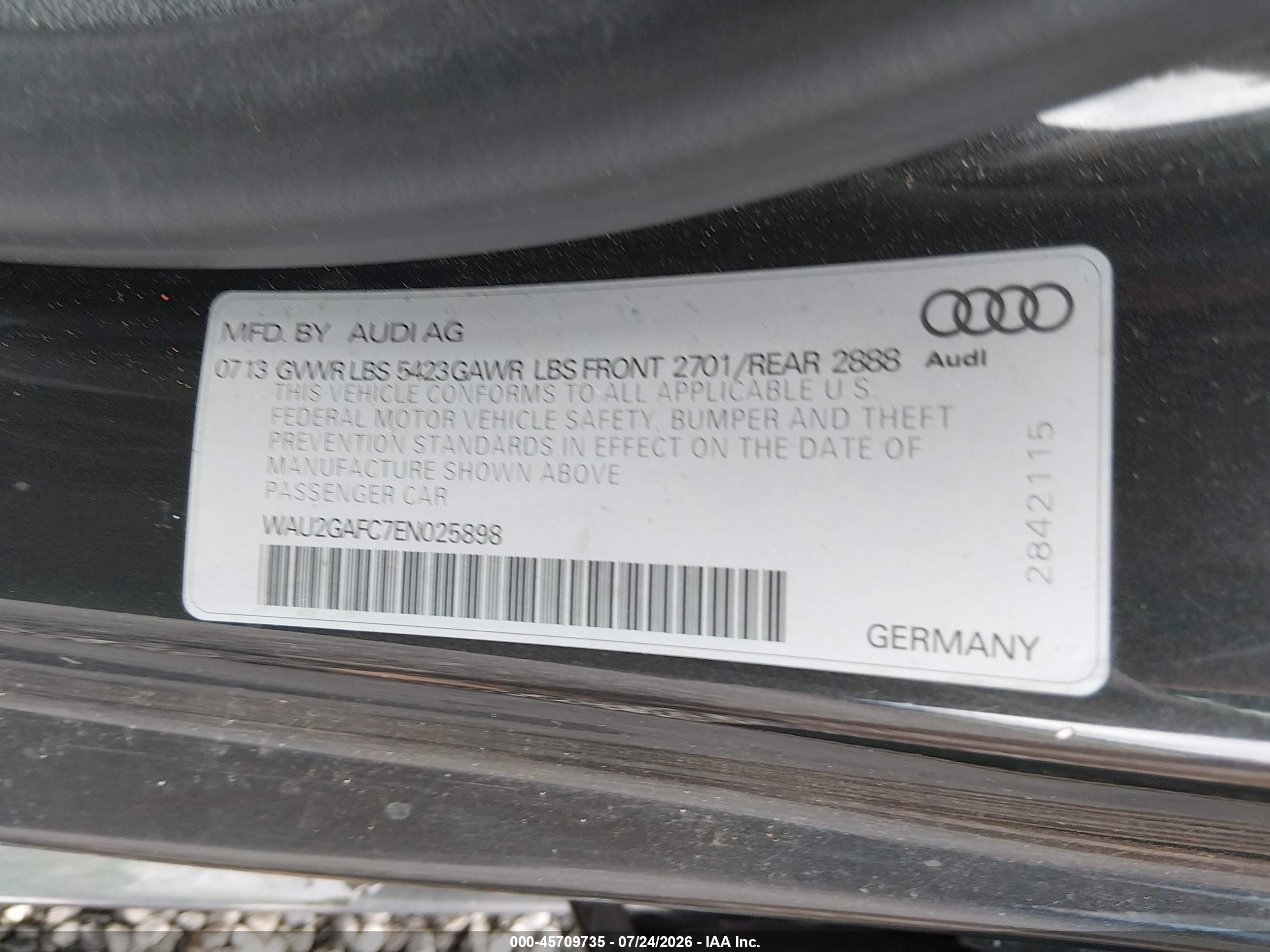 2014 Audi A7 3.0t Premium Plus Gray vin: WAU2GAFC7EN025898