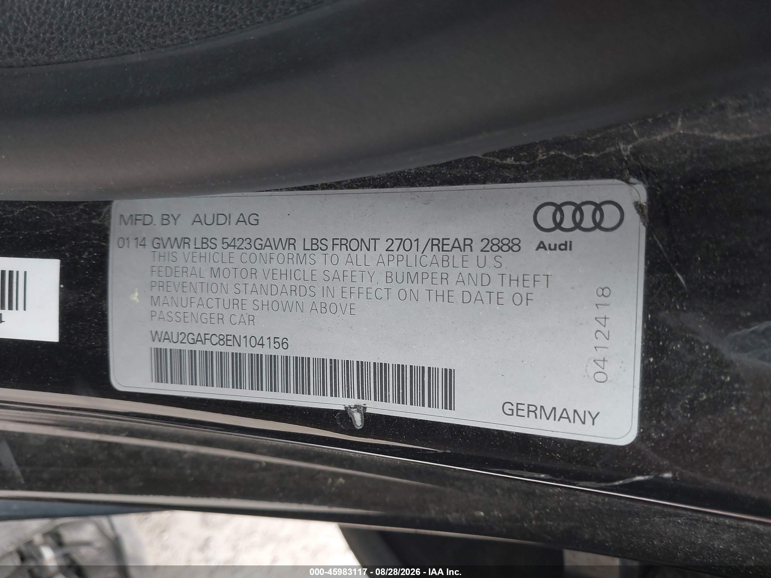 2014 Audi A7 3.0t Premium Plus Black vin: WAU2GAFC8EN104156