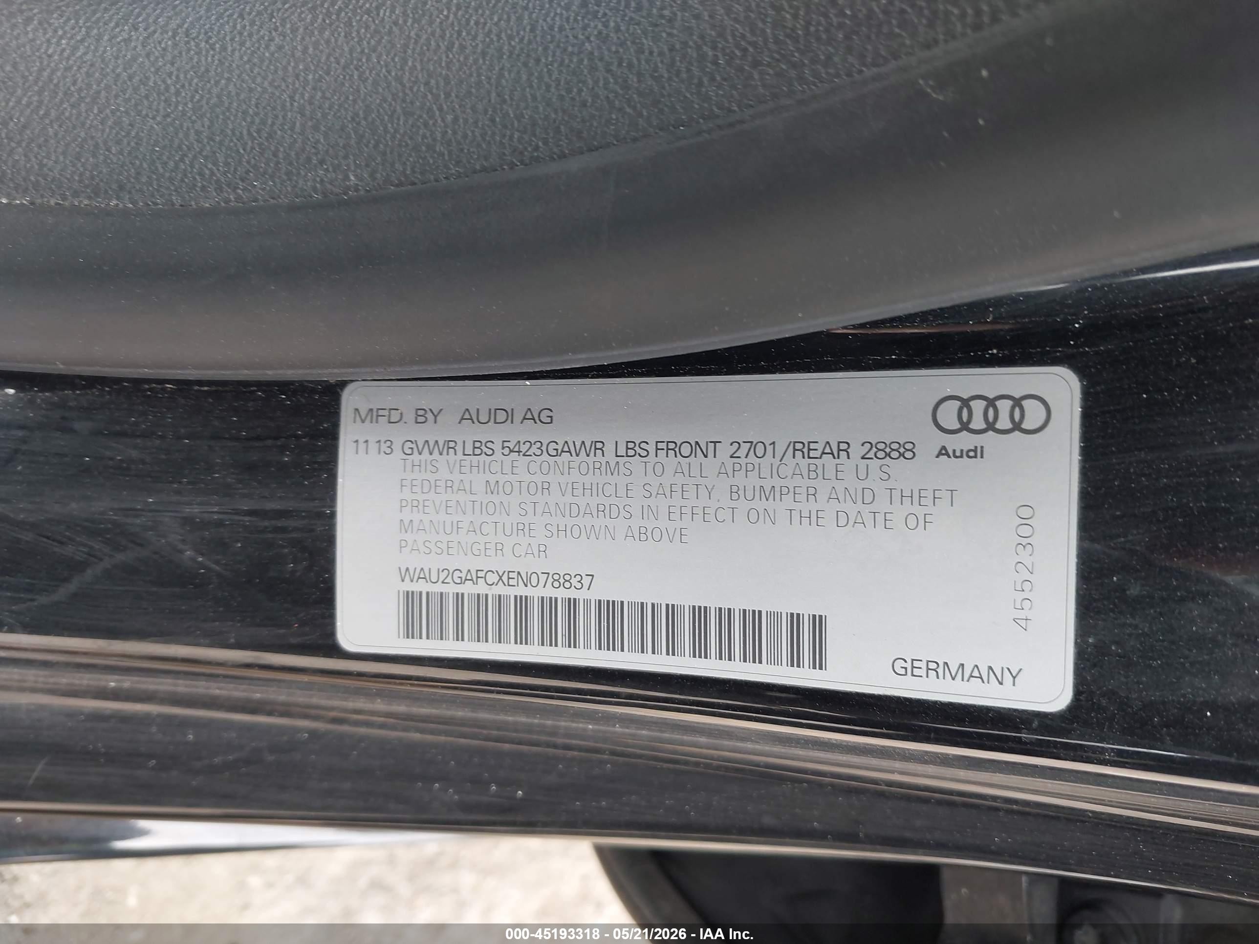 2014 Audi A7 3.0t Premium Plus Черный vin: WAU2GAFCXEN078837