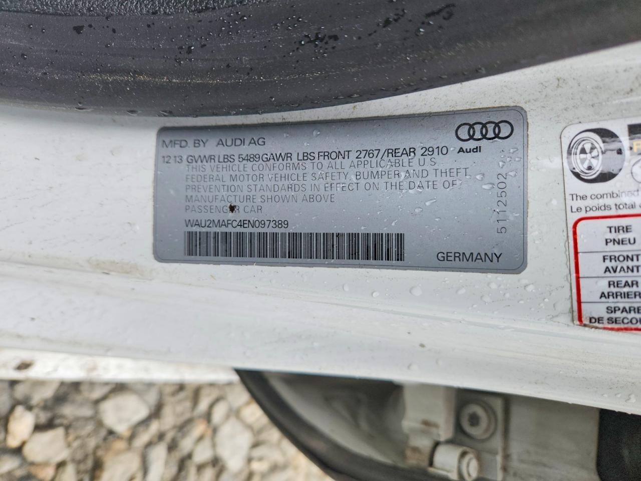 2014 Audi A7 Prestige White vin: WAU2MAFC4EN097389