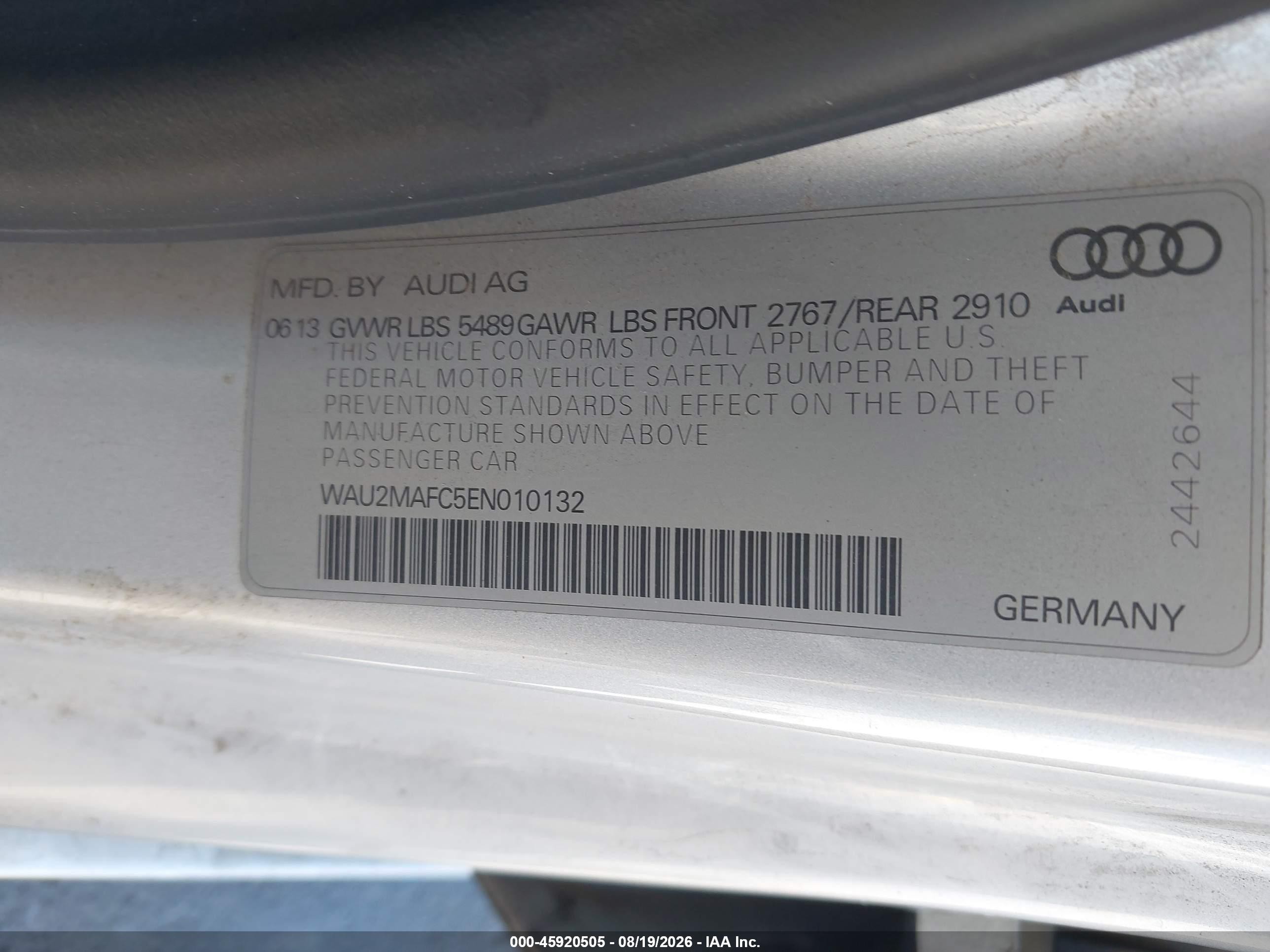 2014 Audi A7 3.0 Tdi Premium Plus Silver vin: WAU2MAFC5EN010132