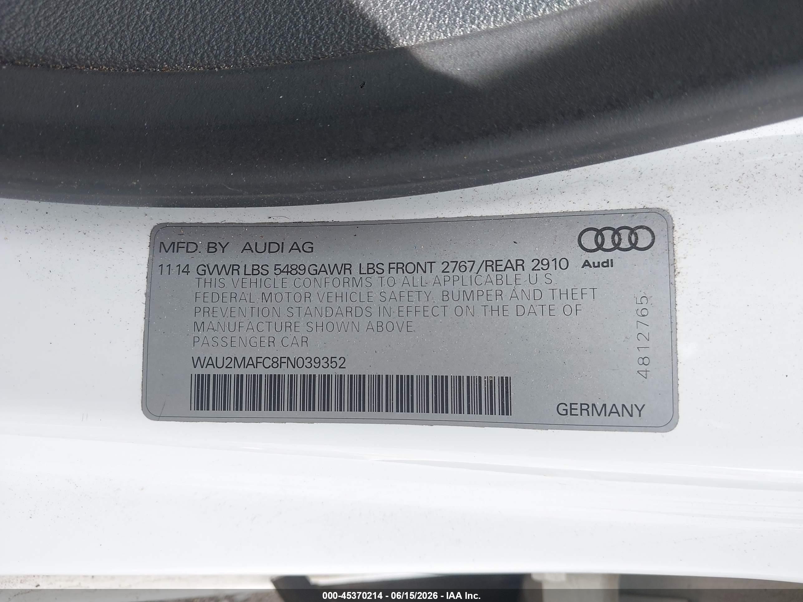 2015 Audi A7 3.0 Tdi Premium Plus White vin: WAU2MAFC8FN039352