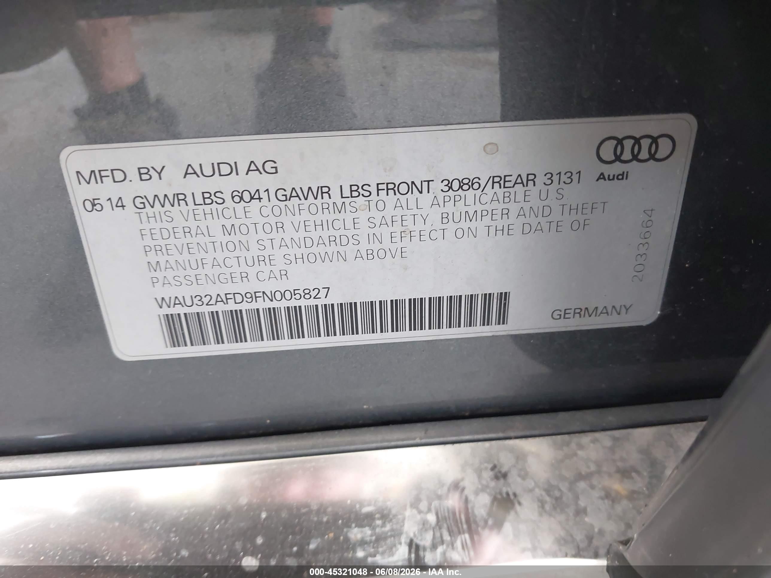 2015 Audi A8 L 4.0t Gray vin: WAU32AFD9FN005827