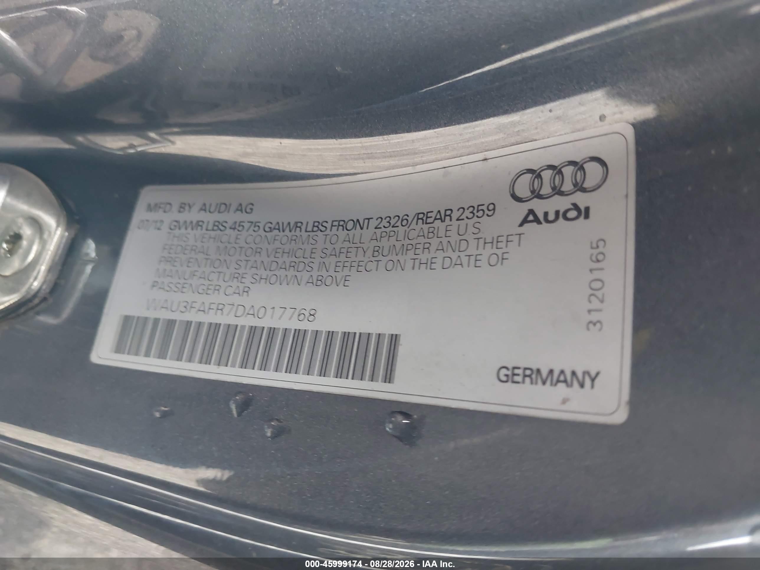 2013 Audi A5 2.0t Premium Gray vin: WAU3FAFR7DA017768