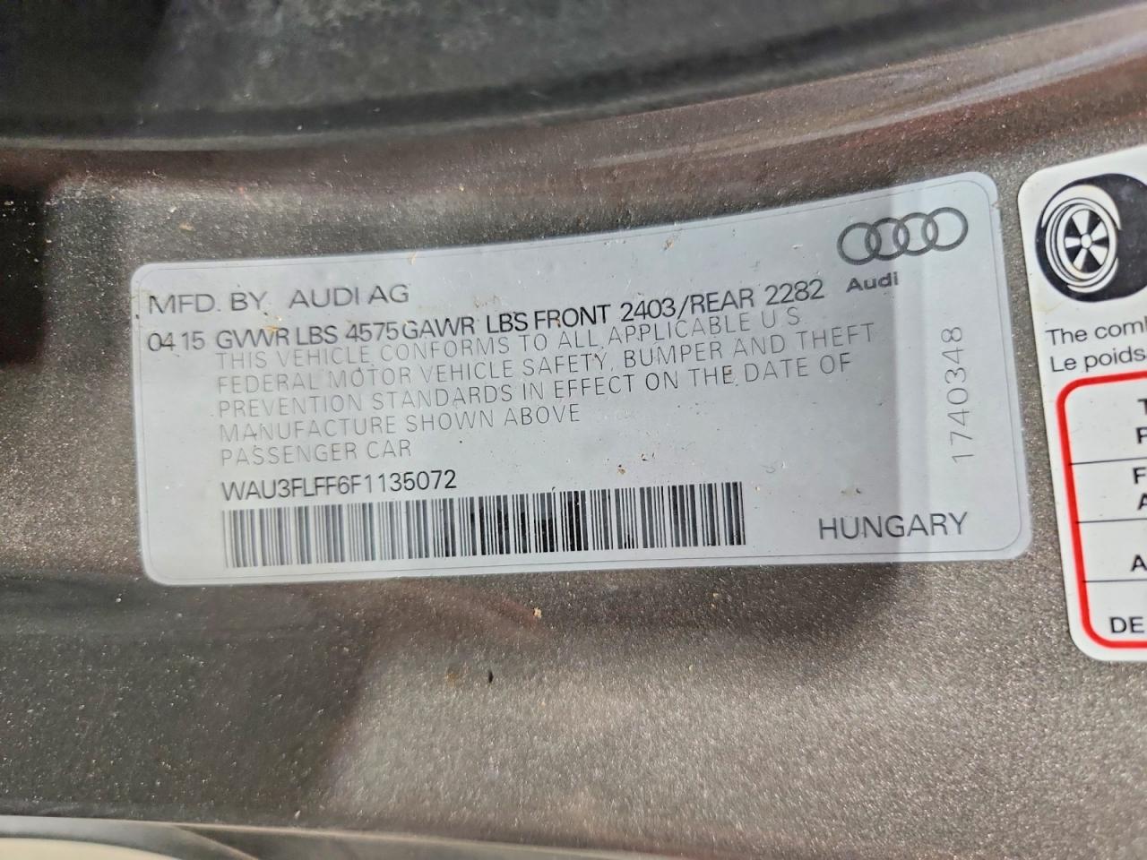 2015 Audi A3 Premium Plus Gray vin: WAU3FLFF6F1135072