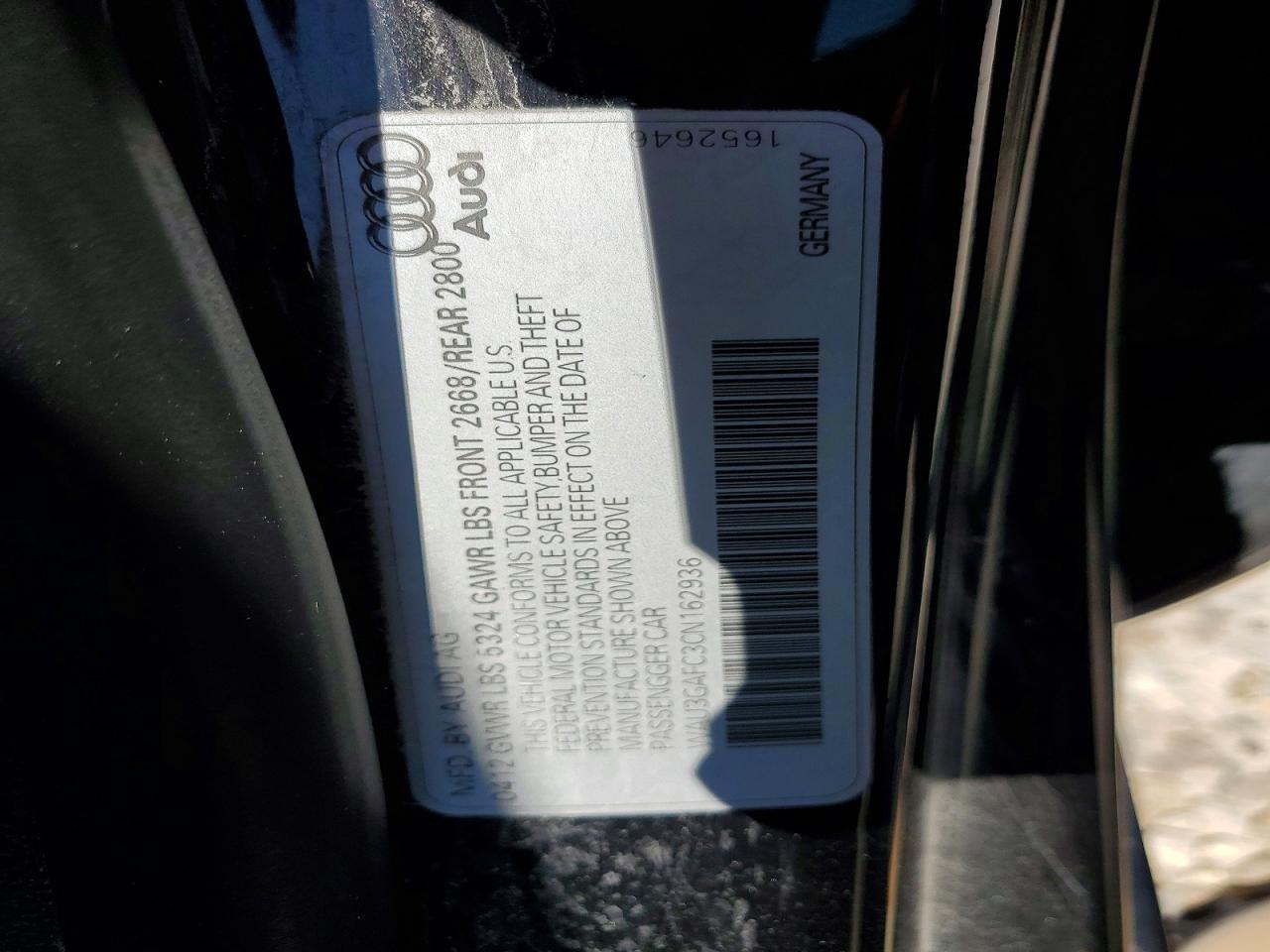 2012 Audi A7 Prestige Black vin: WAU3GAFC3CN162936