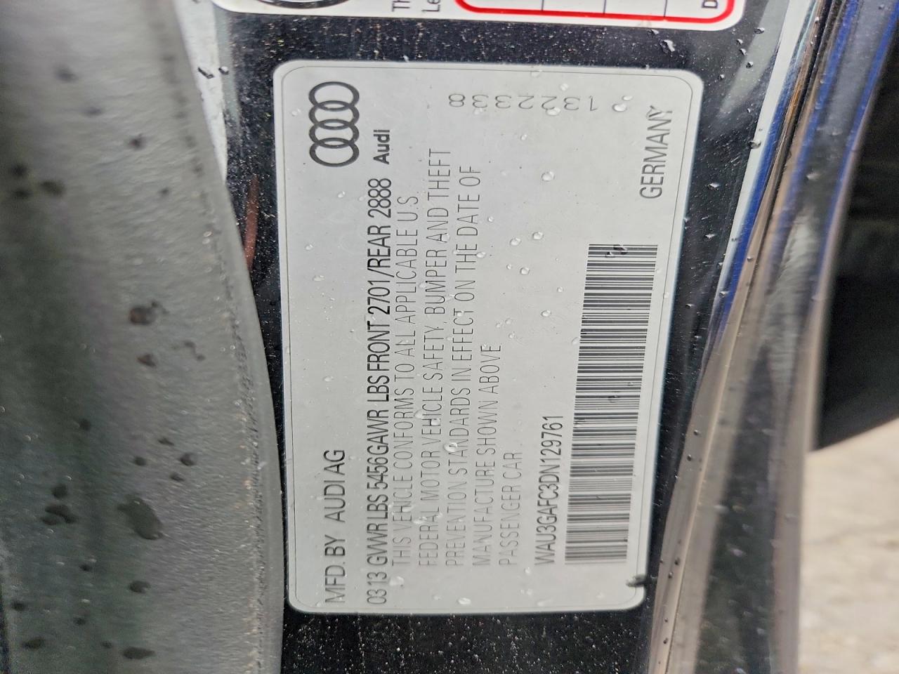 2013 Audi A7 Prestige Black vin: WAU3GAFC3DN129761