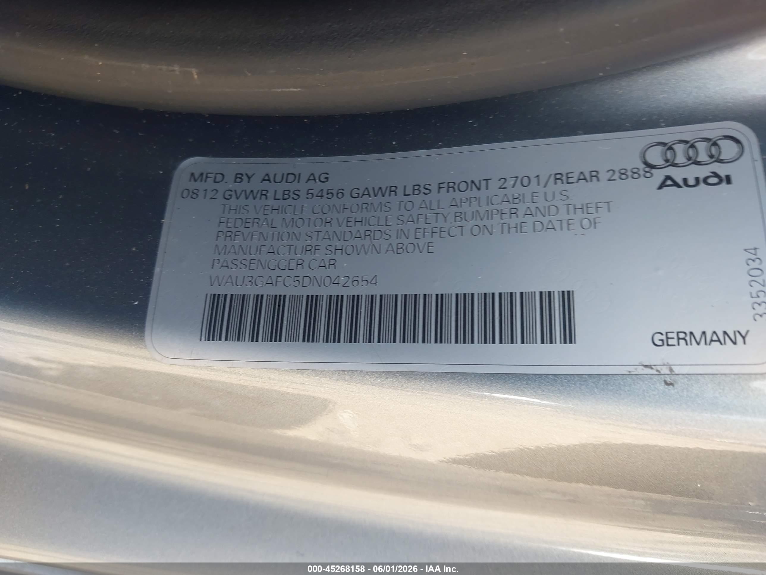 2013 Audi A7 3.0t Premium Gray vin: WAU3GAFC5DN042654