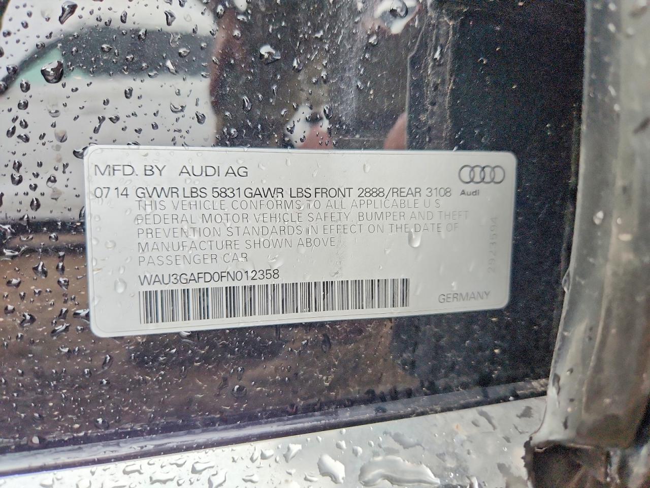 2015 Audi A8 L Quattro Black vin: WAU3GAFD0FN012358