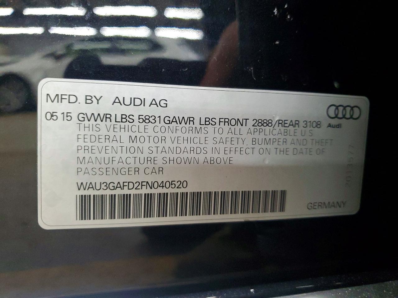 2015 Audi A8 L Quattro Black vin: WAU3GAFD2FN040520