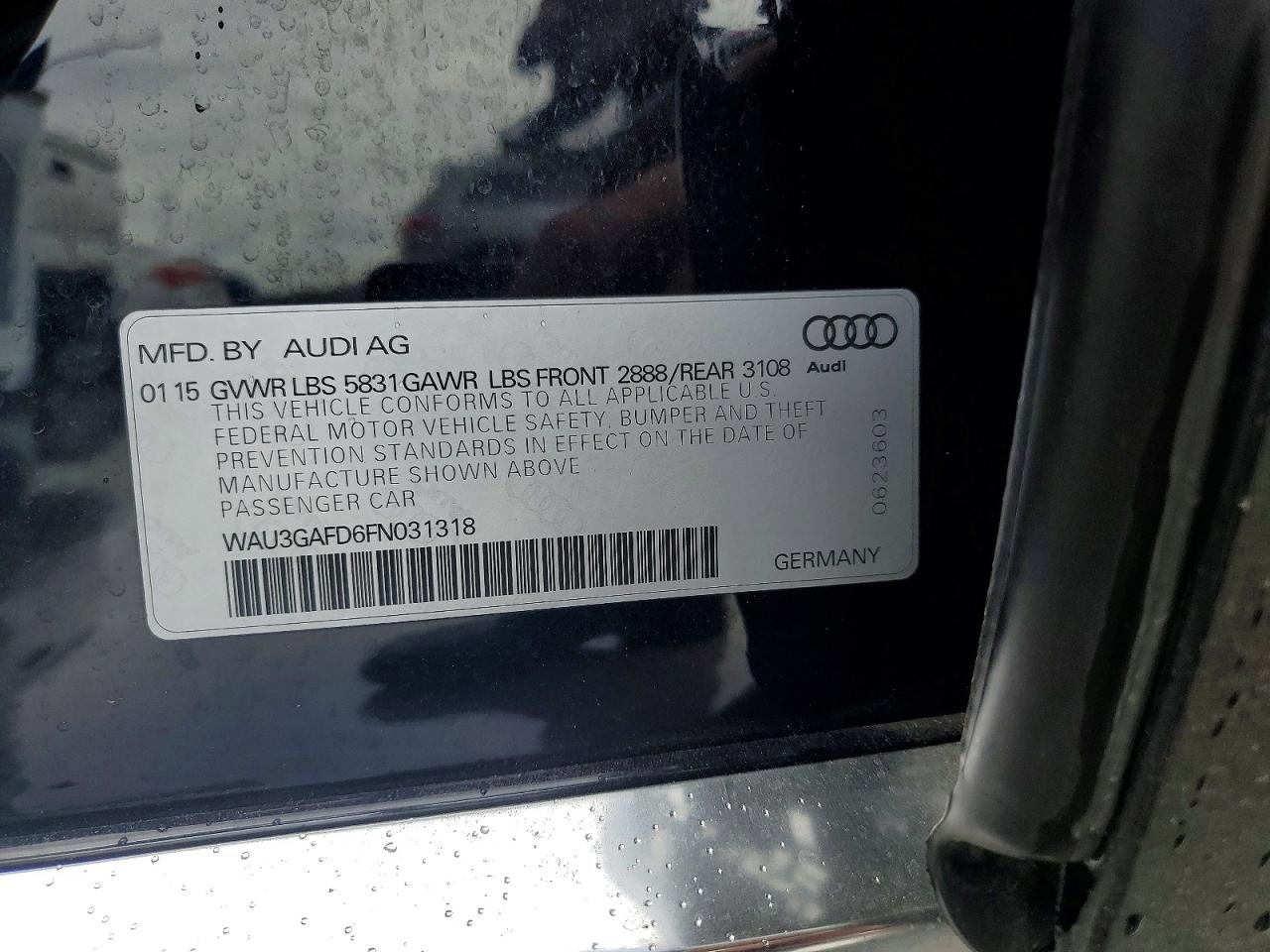 2015 Audi A8 L Quattro Black vin: WAU3GAFD6FN031318