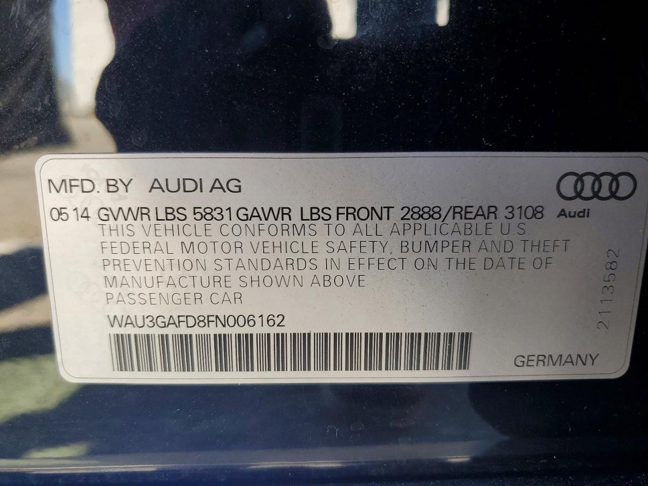 2015 Audi A8 L Quattro Black vin: WAU3GAFD8FN006162