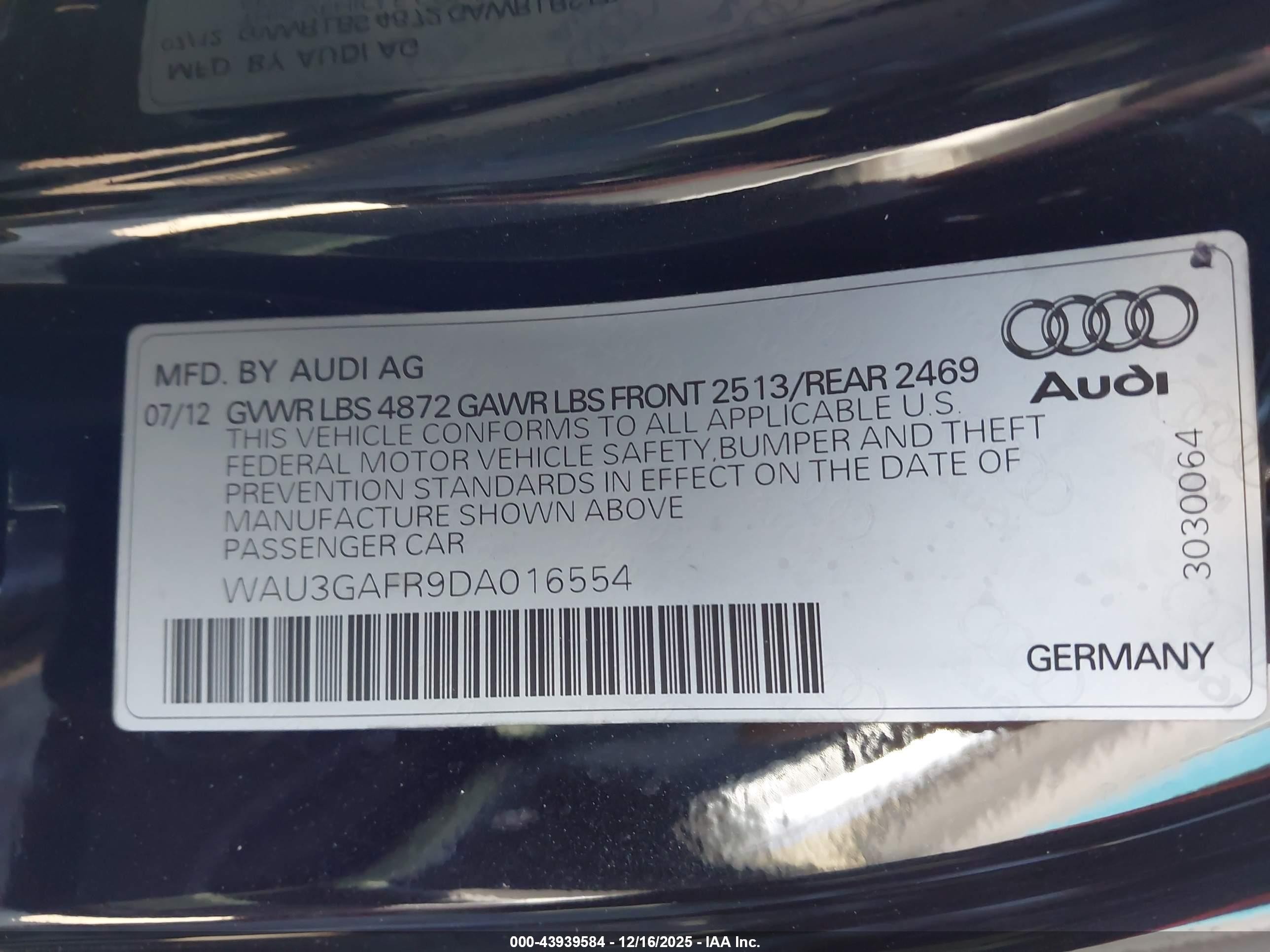 2013 Audi S5 3.0t Premium Plus Black vin: WAU3GAFR9DA016554
