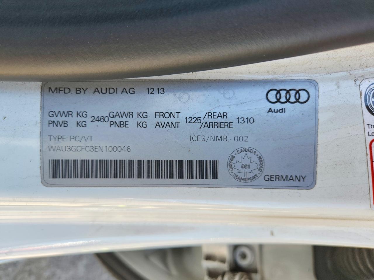 2014 Audi A7 Premium Plus White vin: WAU3GCFC3EN100046
