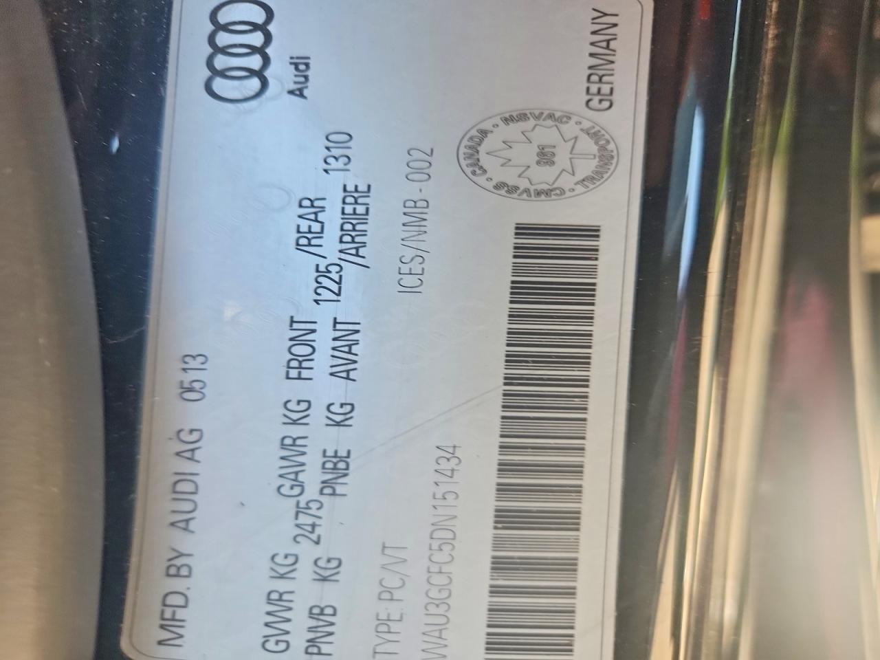 2013 Audi A7 Premium Plus Black vin: WAU3GCFC5DN151434