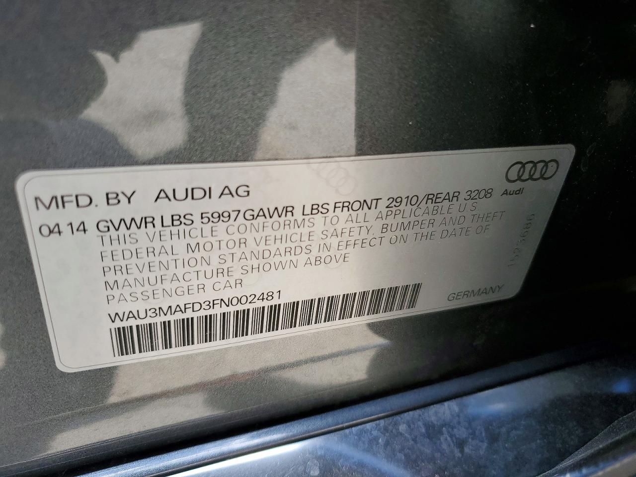 2015 Audi A8 L Tdi Quattro Gray vin: WAU3MAFD3FN002481