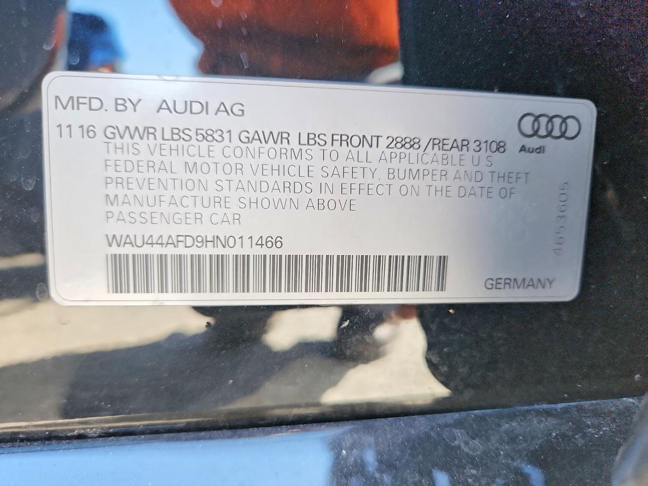 2017 Audi A8 L Quattro Black vin: WAU44AFD9HN011466