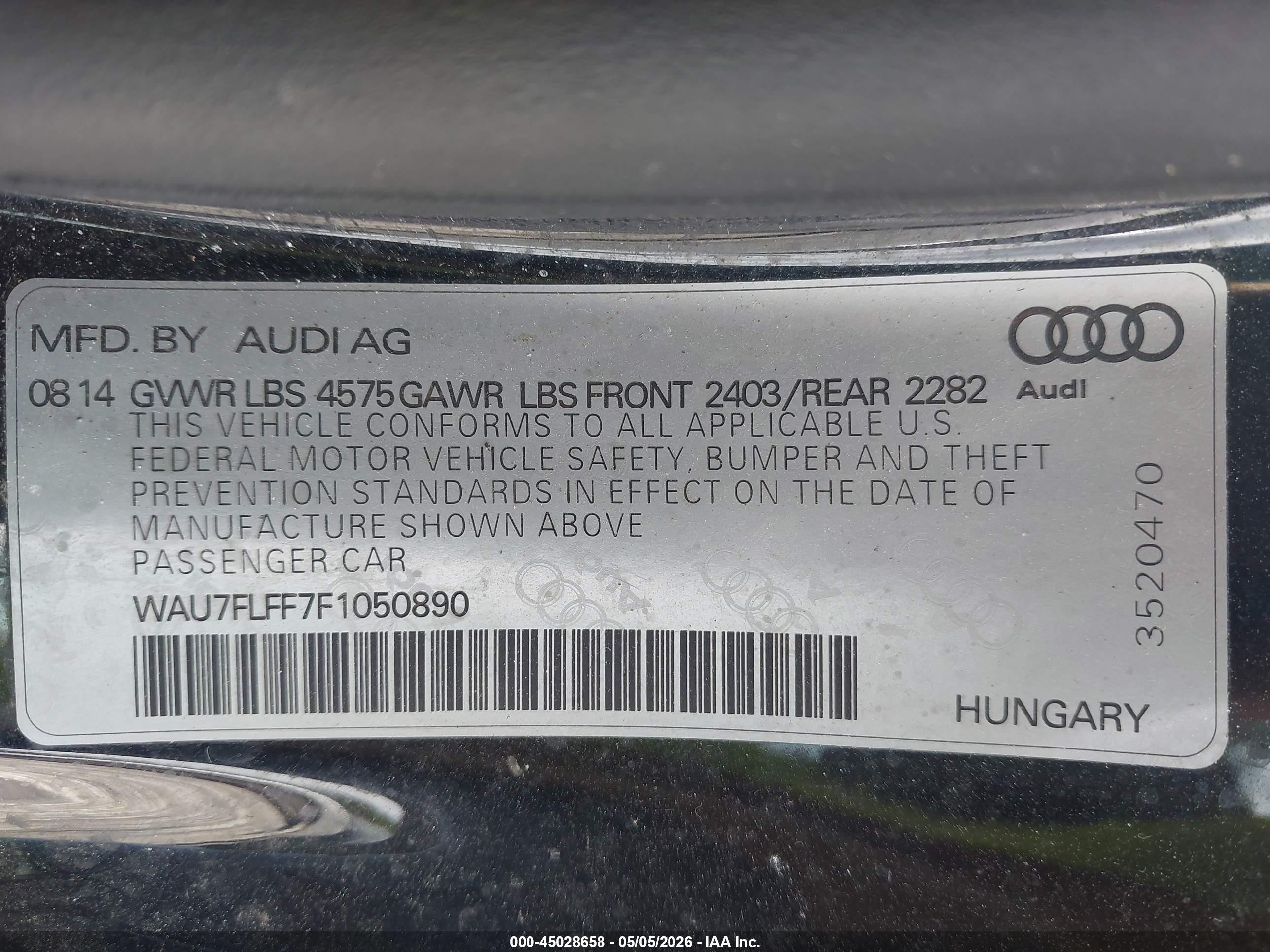 2015 Audi A3 2.0t Premium Black vin: WAU7FLFF7F1050890