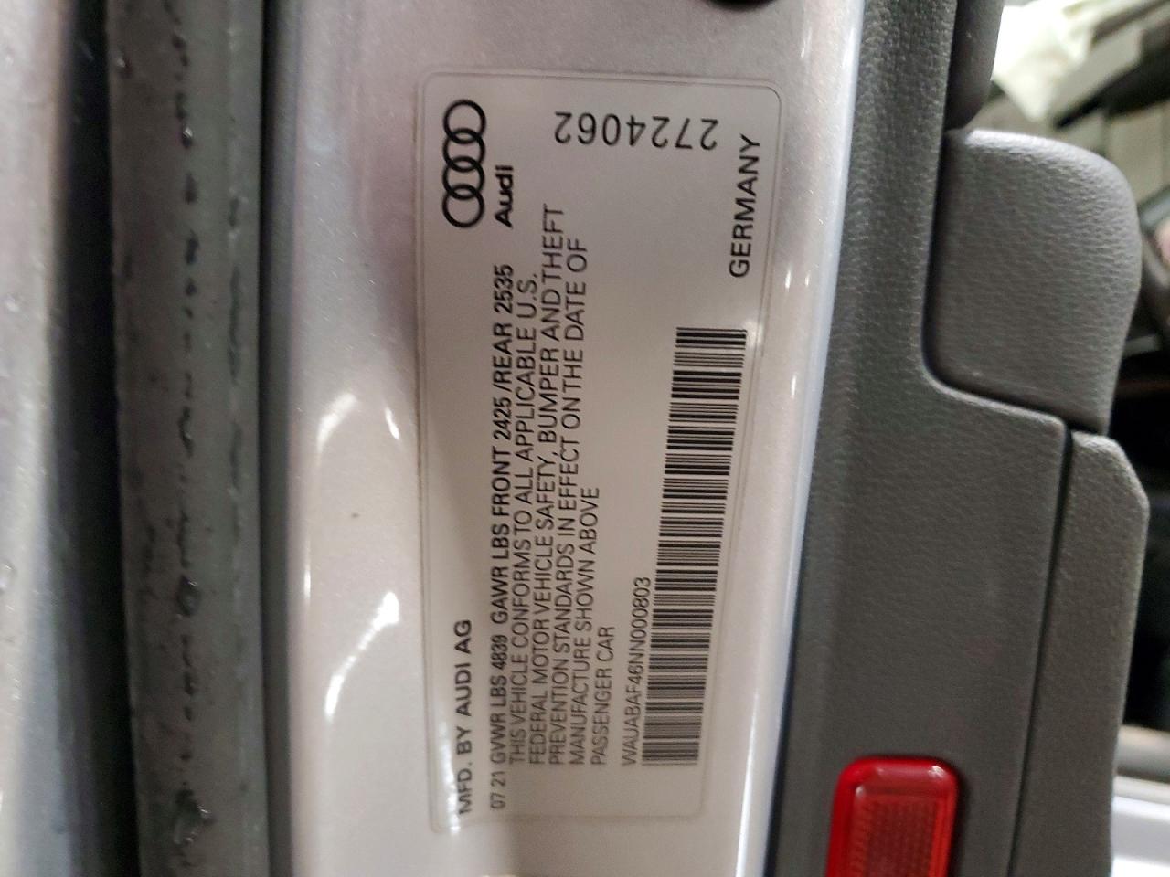 2022 Audi A4 Premium 40 Silver vin: WAUABAF46NN000803