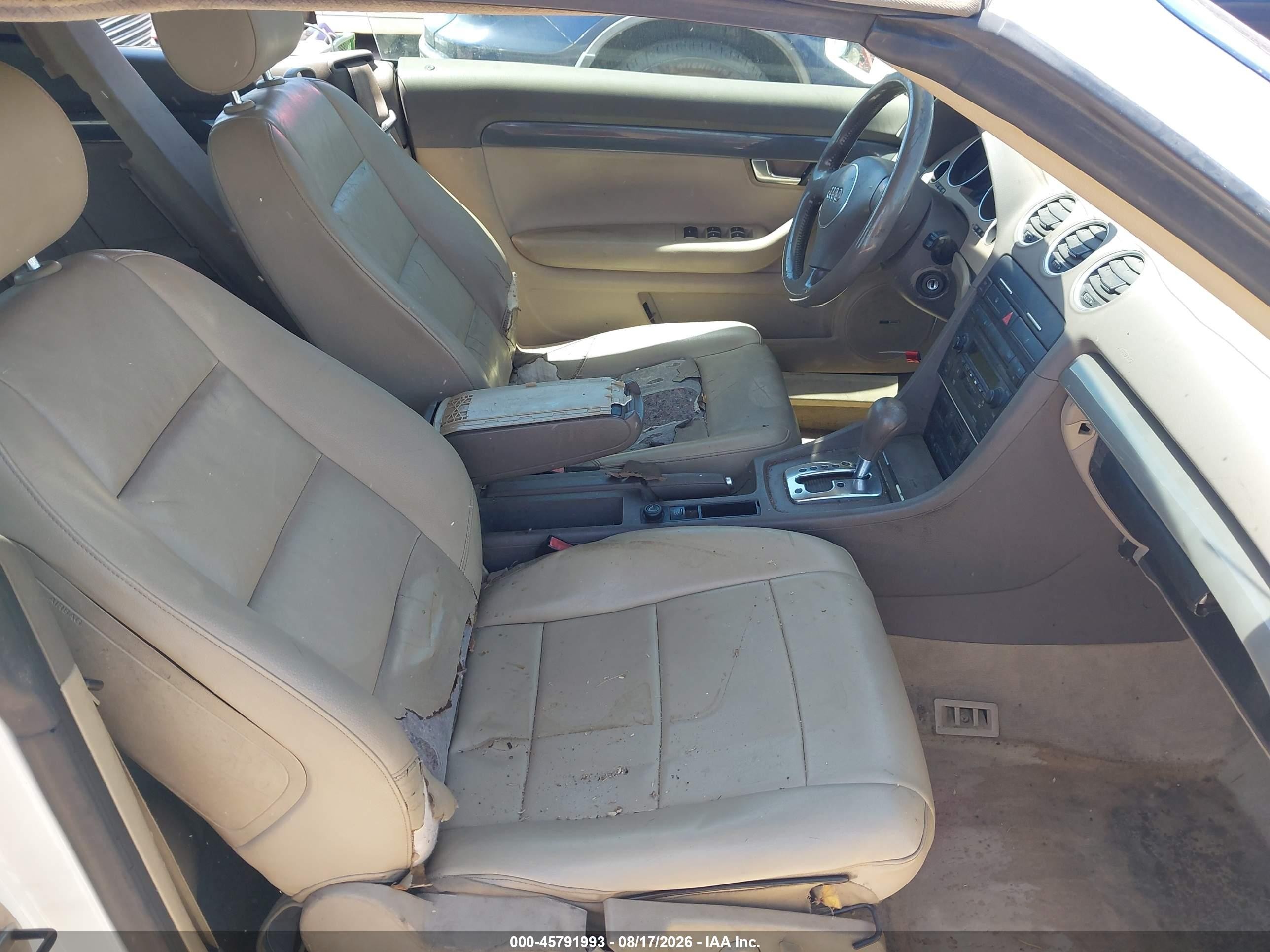 2005 Audi A4 1.8t White vin: WAUAC48H75K001460