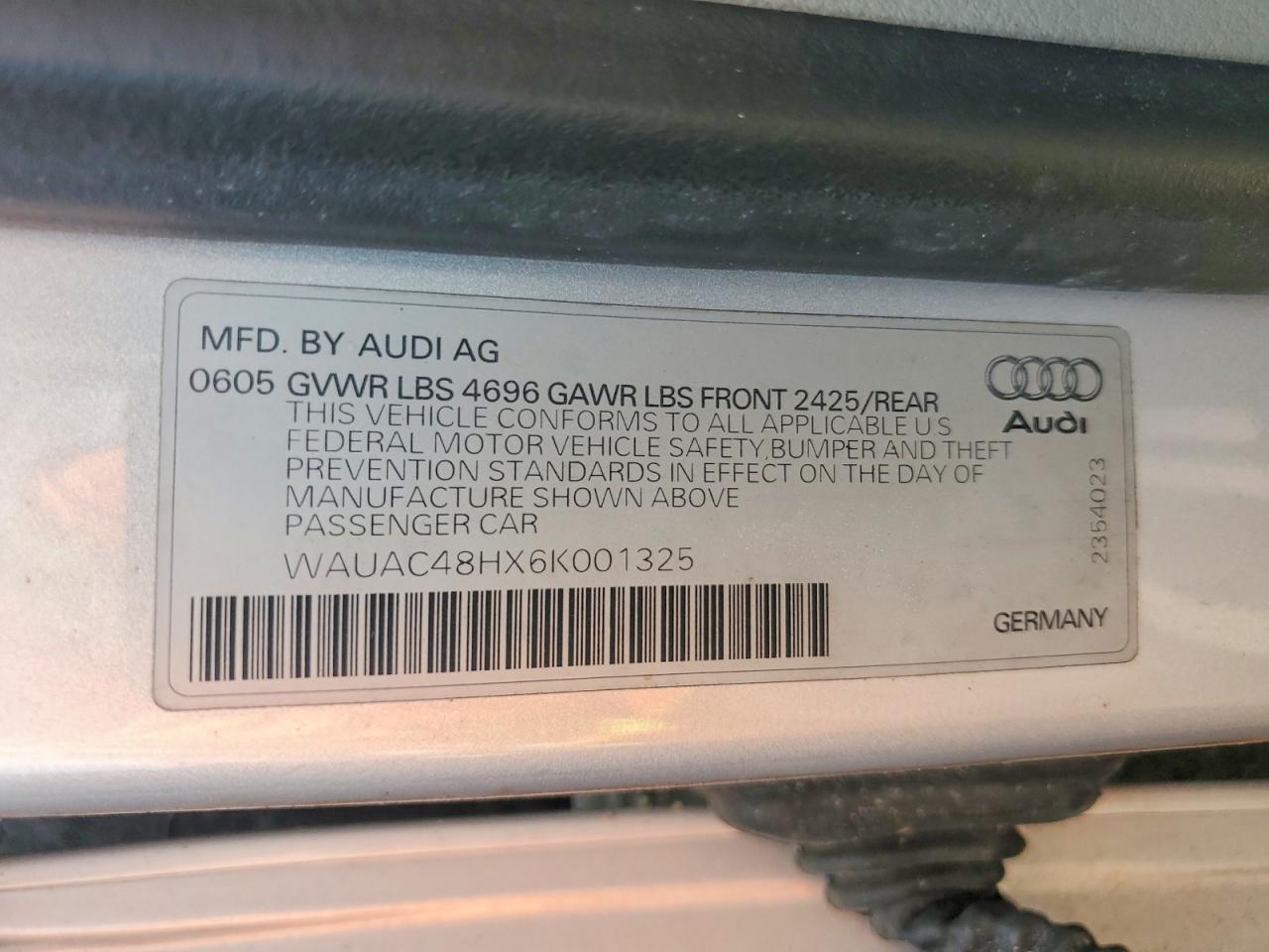 2006 Audi A4 1.8 Cabriolet Silver vin: WAUAC48HX6K001325