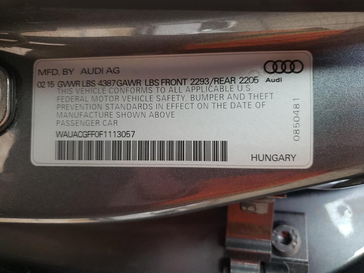 2015 Audi A3 Premium Gray vin: WAUACGFF0F1113057