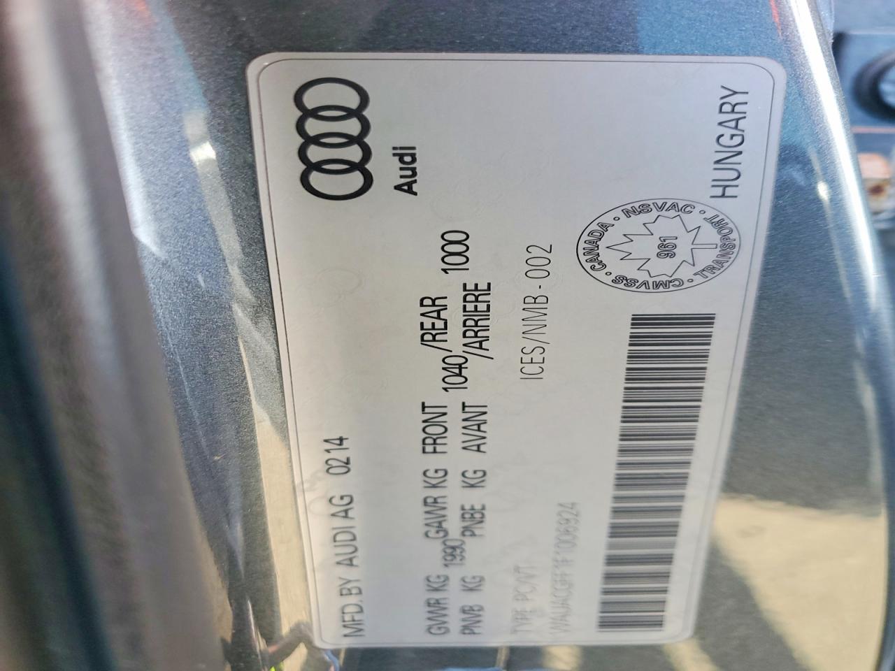 2015 Audi A3 Premium Gray vin: WAUACGFF1F1006924