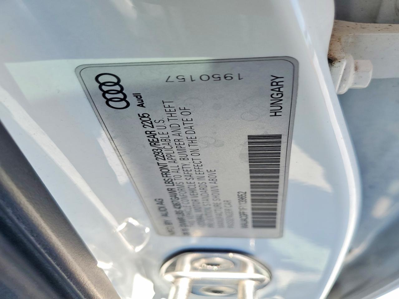 2015 Audi A3 Premium White vin: WAUACGFF1F1139652