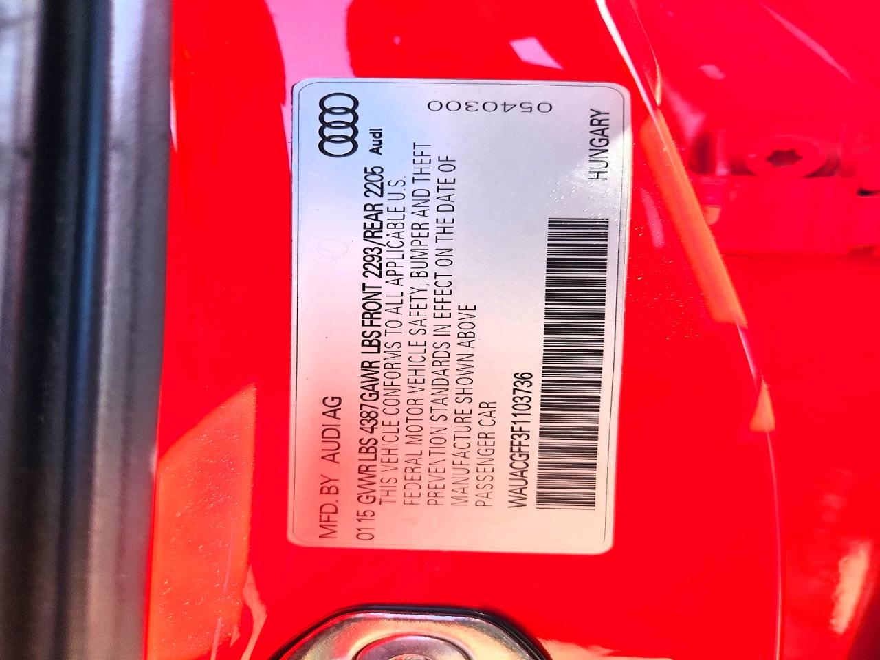 2015 Audi A3 Premium Red vin: WAUACGFF3F1103736