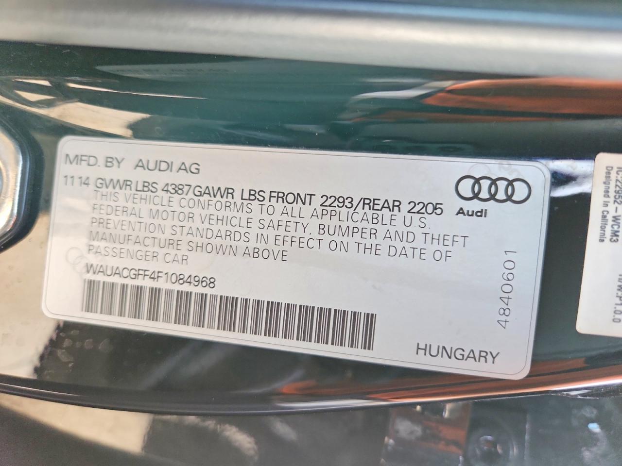 2015 Audi A3 Premium Black vin: WAUACGFF4F1084968
