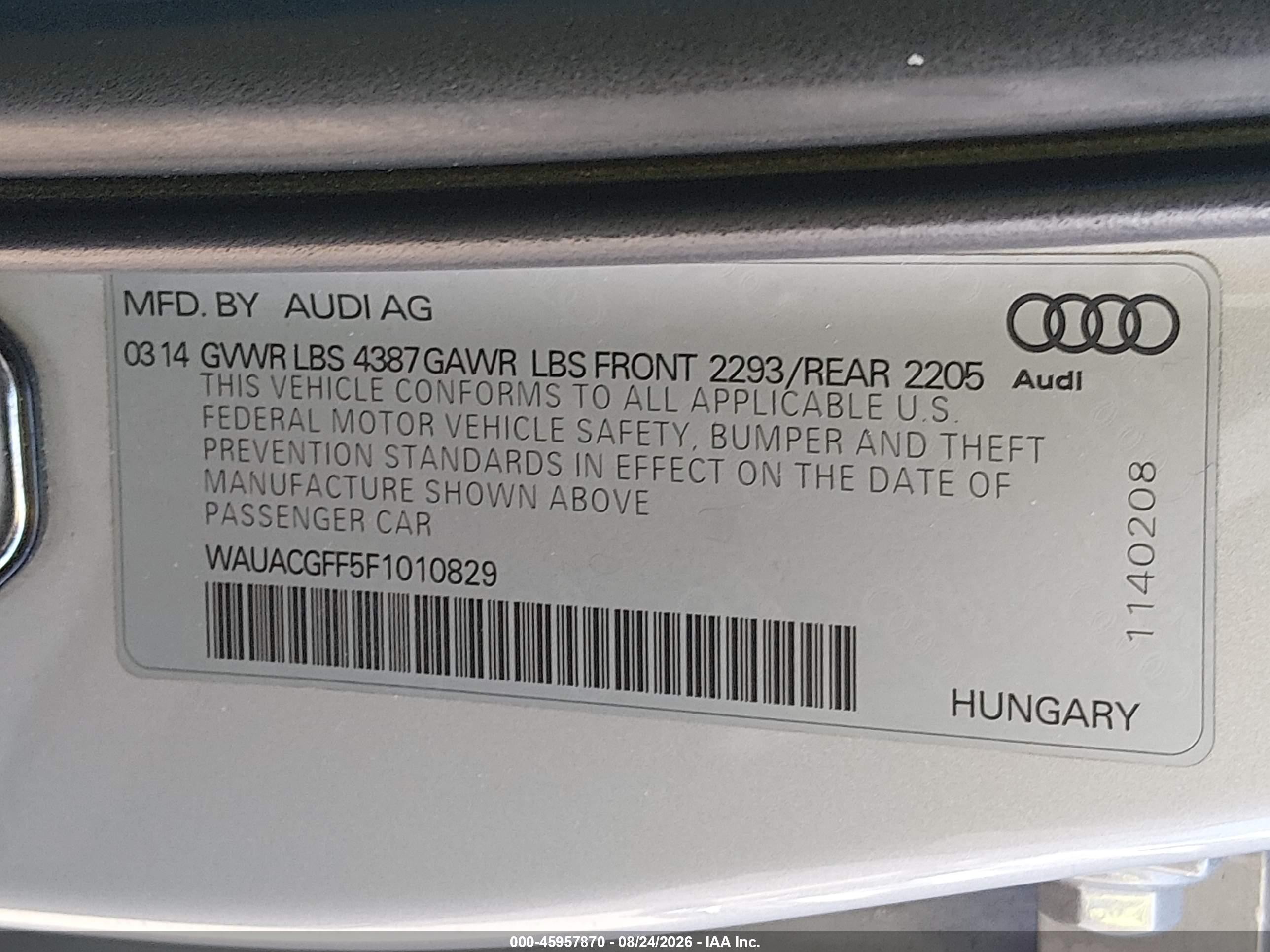 2015 Audi A3 1.8t Premium Gray vin: WAUACGFF5F1010829