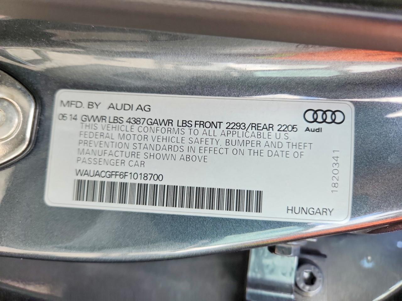 2015 Audi A3 Premium Gray vin: WAUACGFF6F1018700