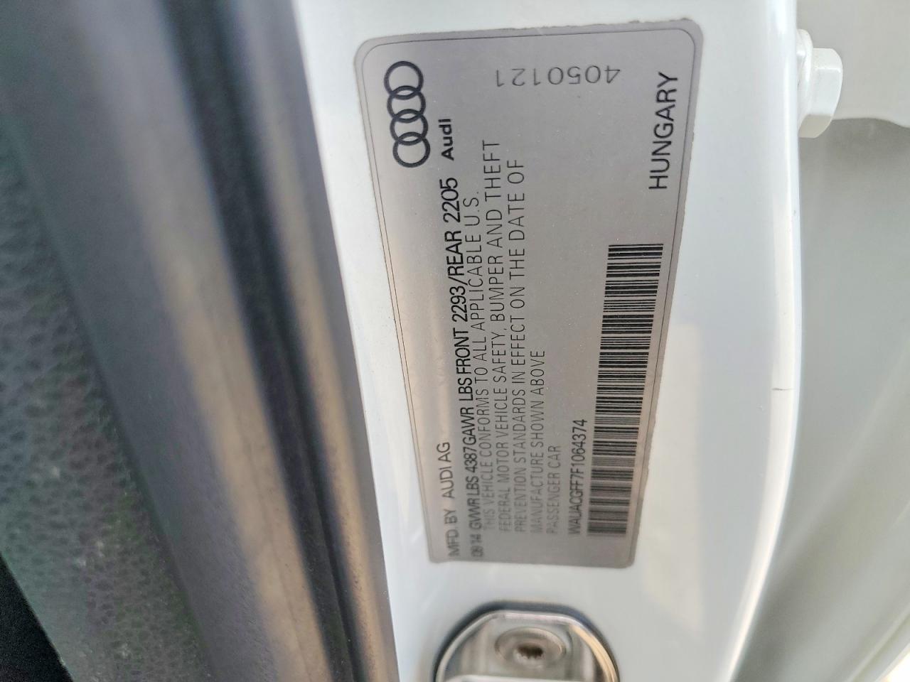 2015 Audi A3 Premium White vin: WAUACGFF7F1064374