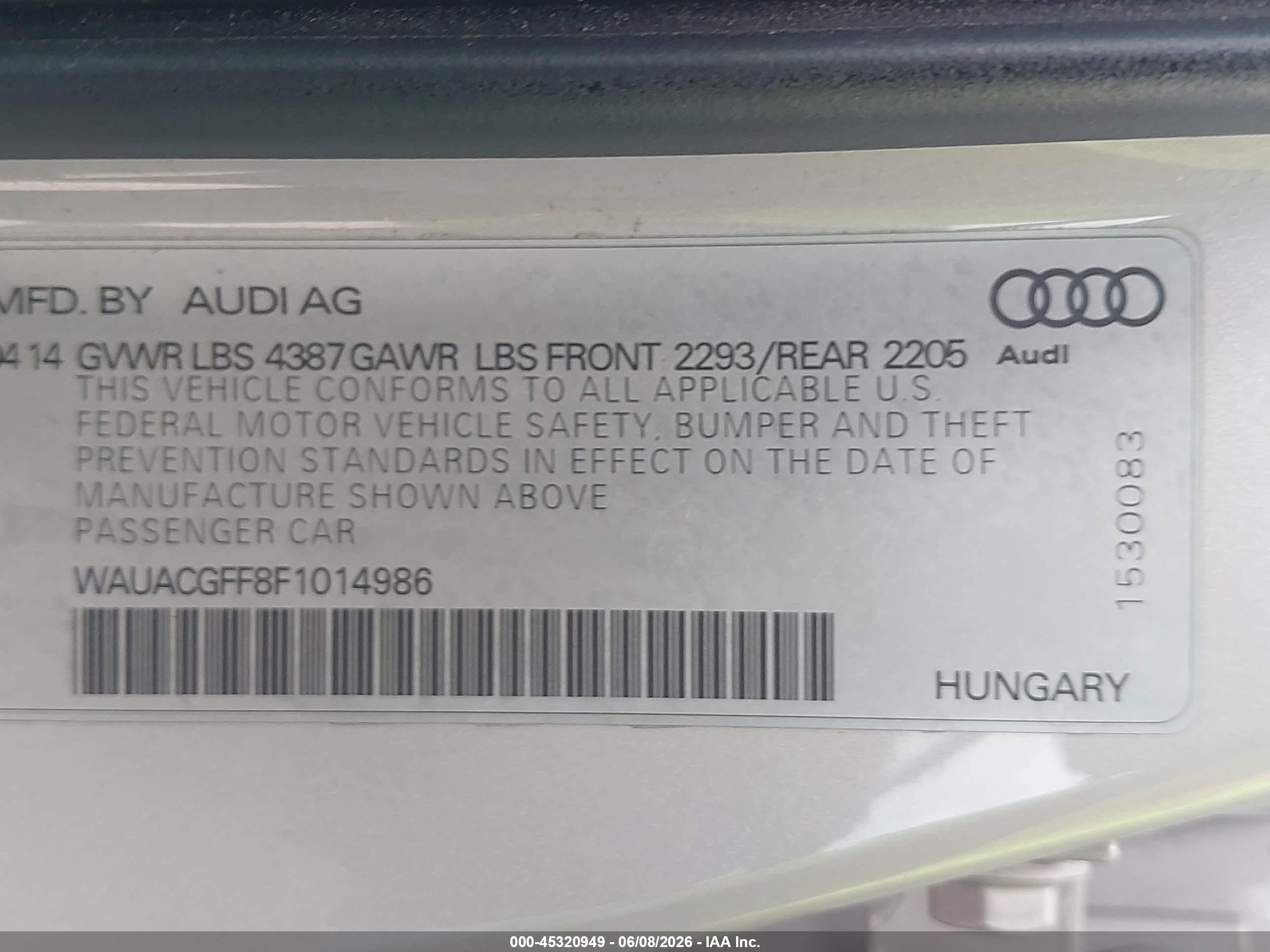 2015 Audi A3 1.8t Premium Серебряный vin: WAUACGFF8F1014986