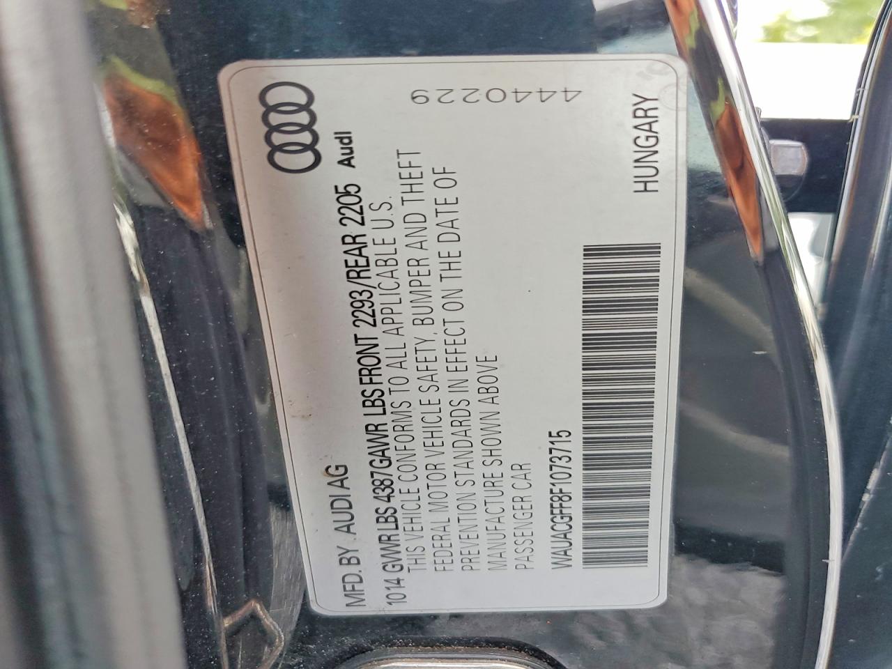 2015 Audi A3 Premium Black vin: WAUACGFF8F1073715