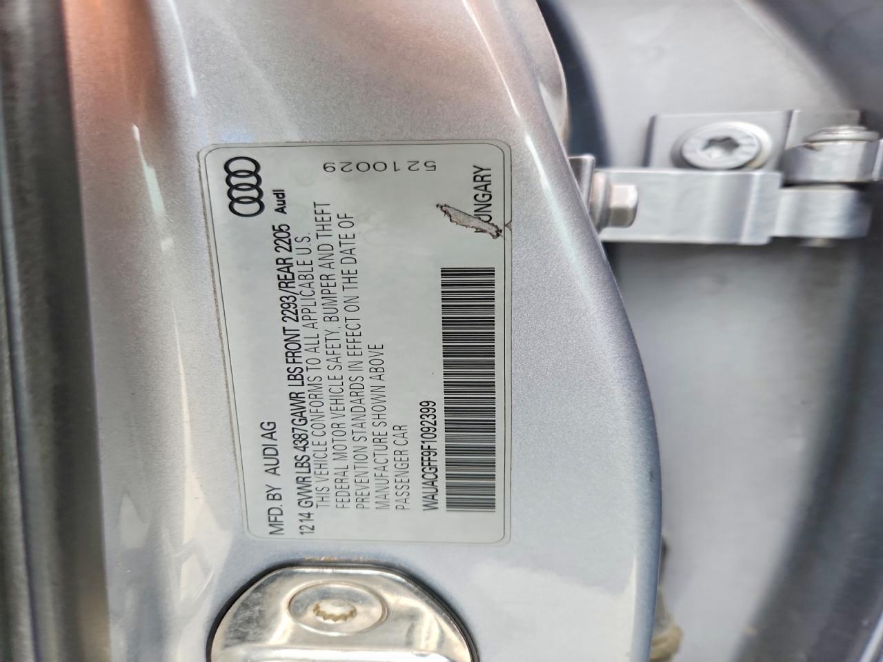 2015 Audi A3 Premium Silver vin: WAUACGFF9F1092399