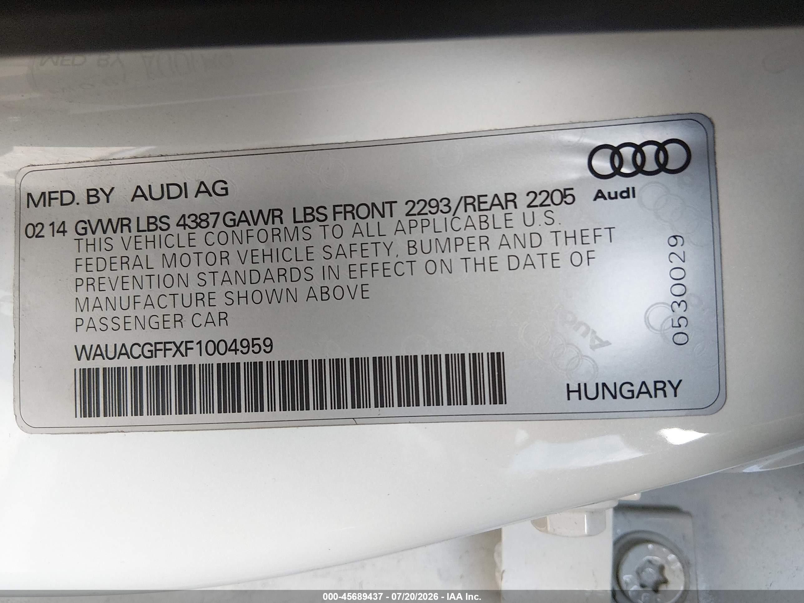 2015 Audi A3 1.8t Premium White vin: WAUACGFFXF1004959