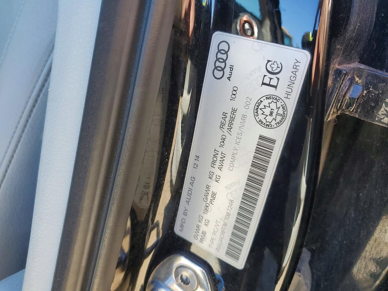2015 Audi A3 Premium Black vin: WAUACRFF9F1087246