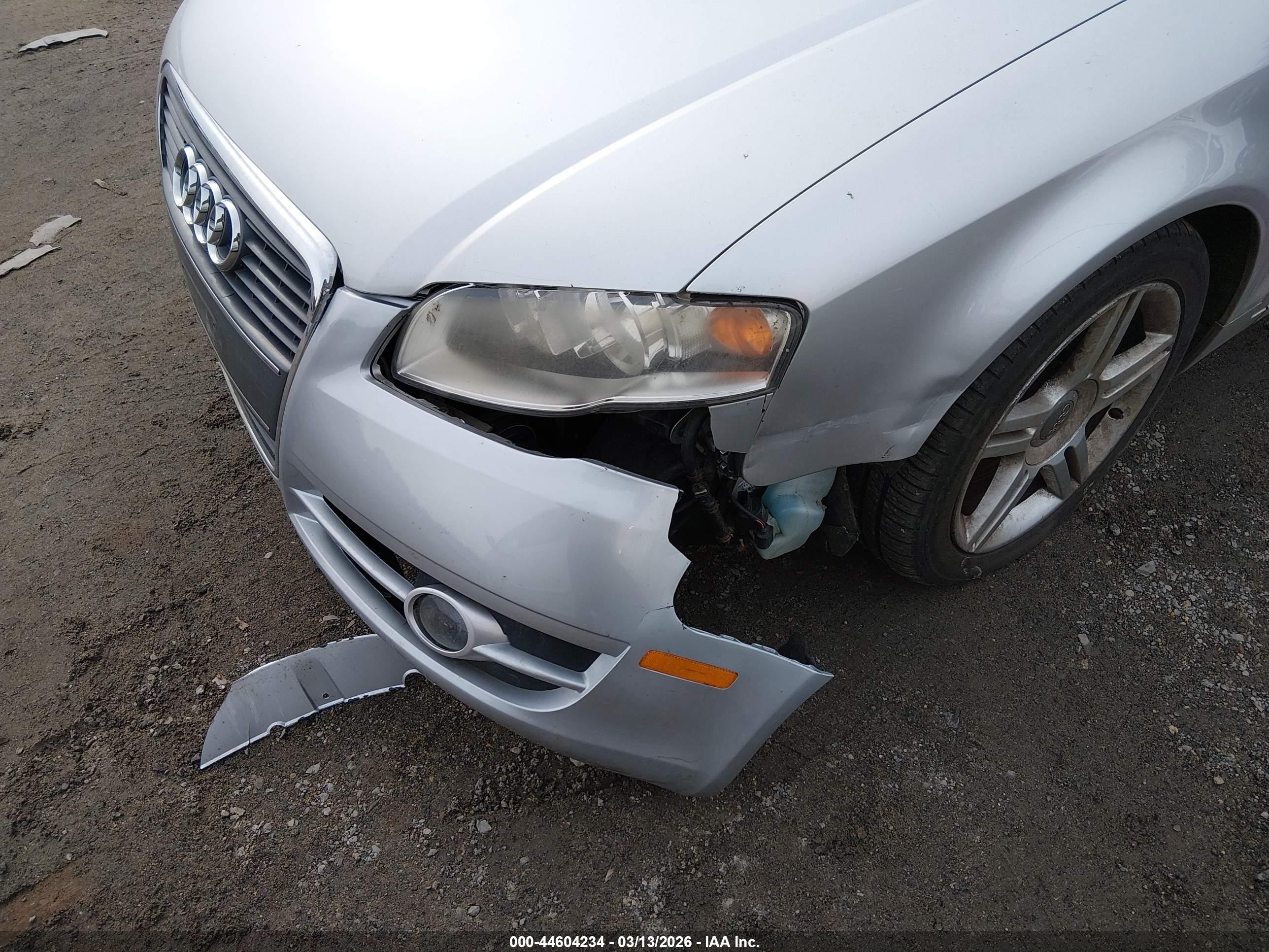 2007 Audi A4 2.0t Silver vin: WAUAF48H27K030228