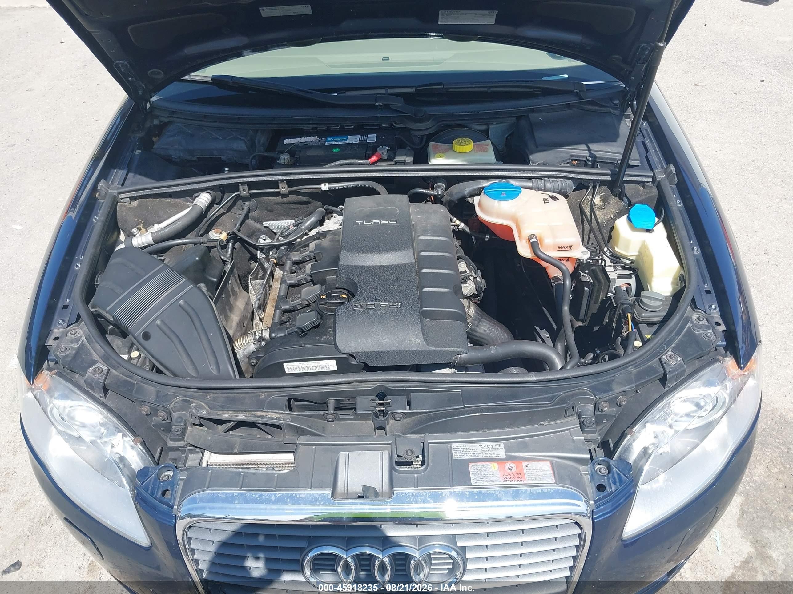 2008 Audi A4 2.0t Blue vin: WAUAF48H78K015838