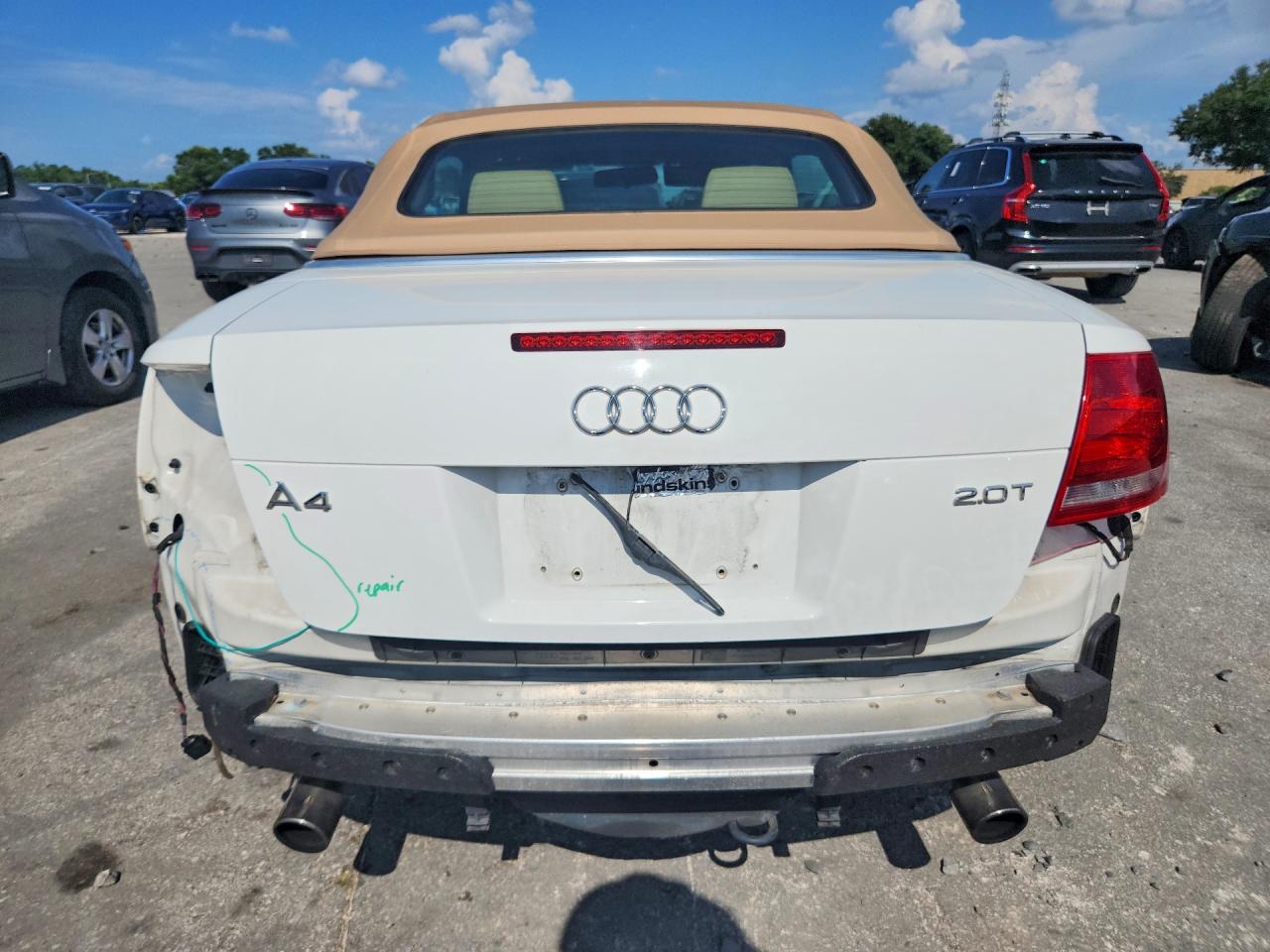2007 Audi A4 2.0t Cabriolet White vin: WAUAF48H97K023132