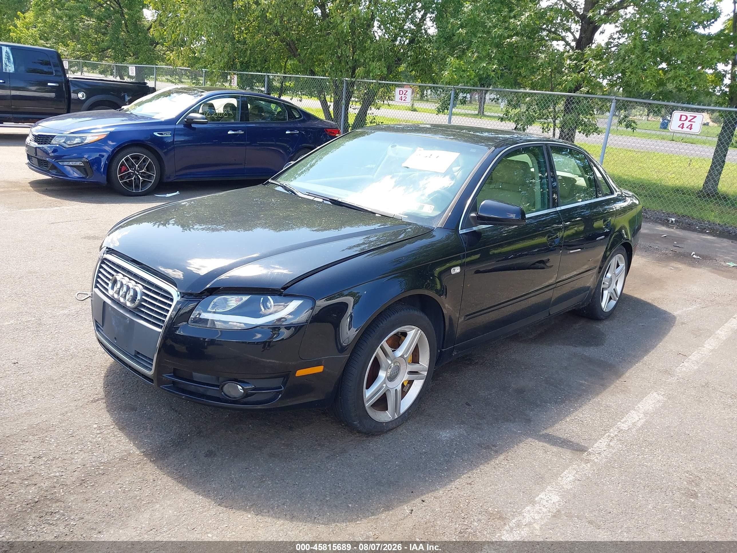 2007 Audi A4 2.0t Black vin: WAUAF78E07A226455