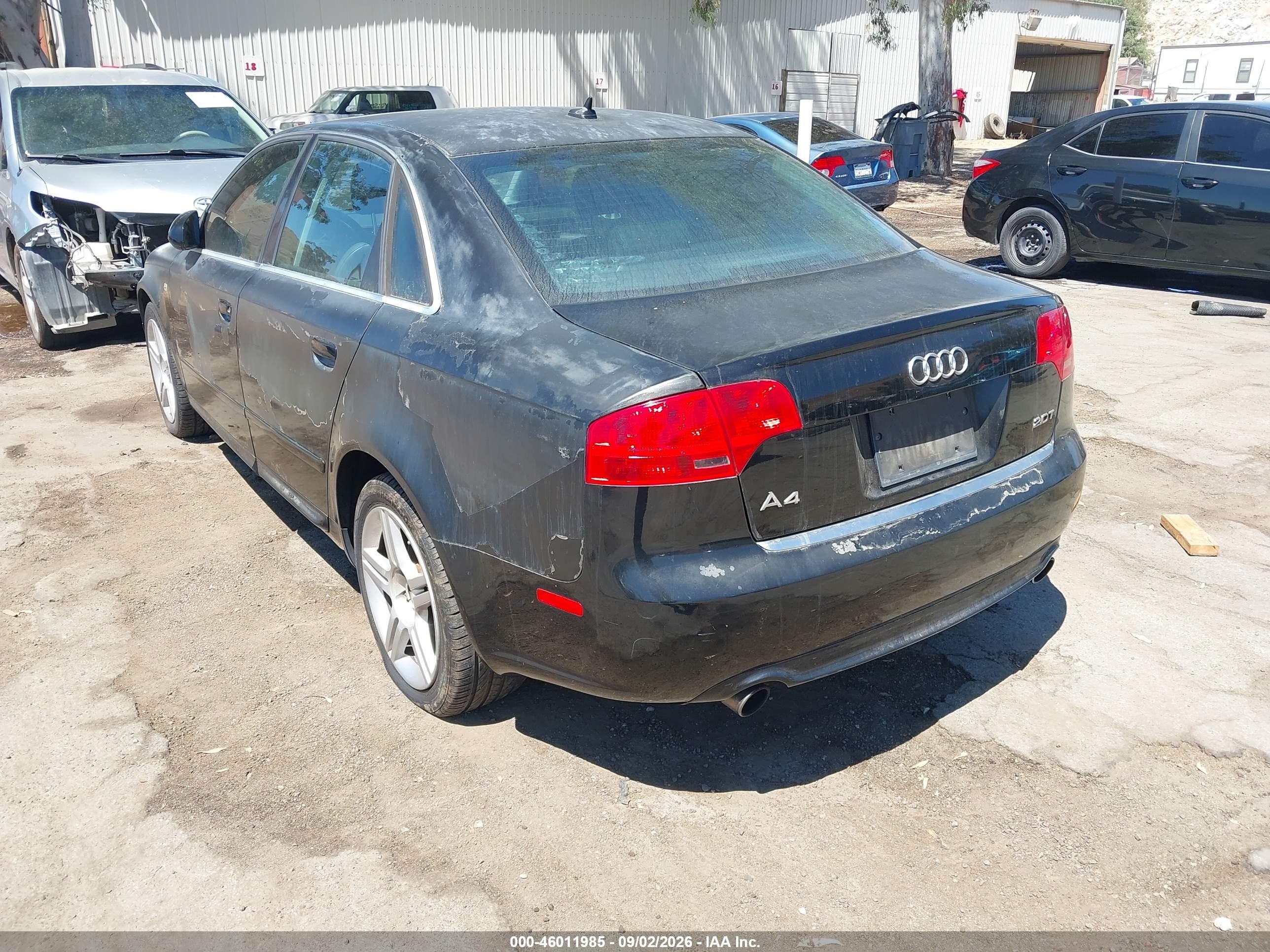 2008 Audi A4 2.0t Black vin: WAUAF78E08A033174