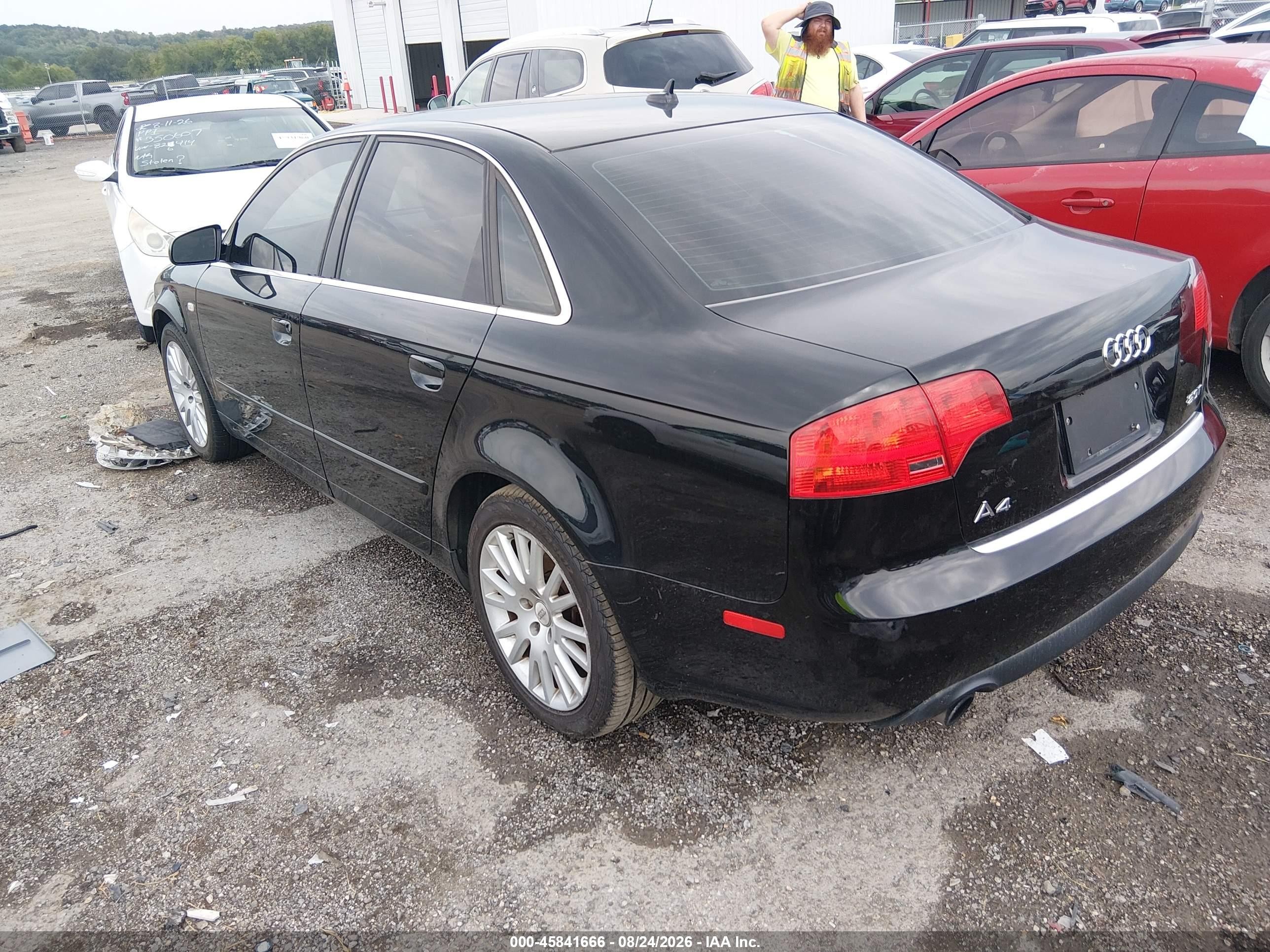 2007 Audi A4 2.0t Black vin: WAUAF78E27A112523