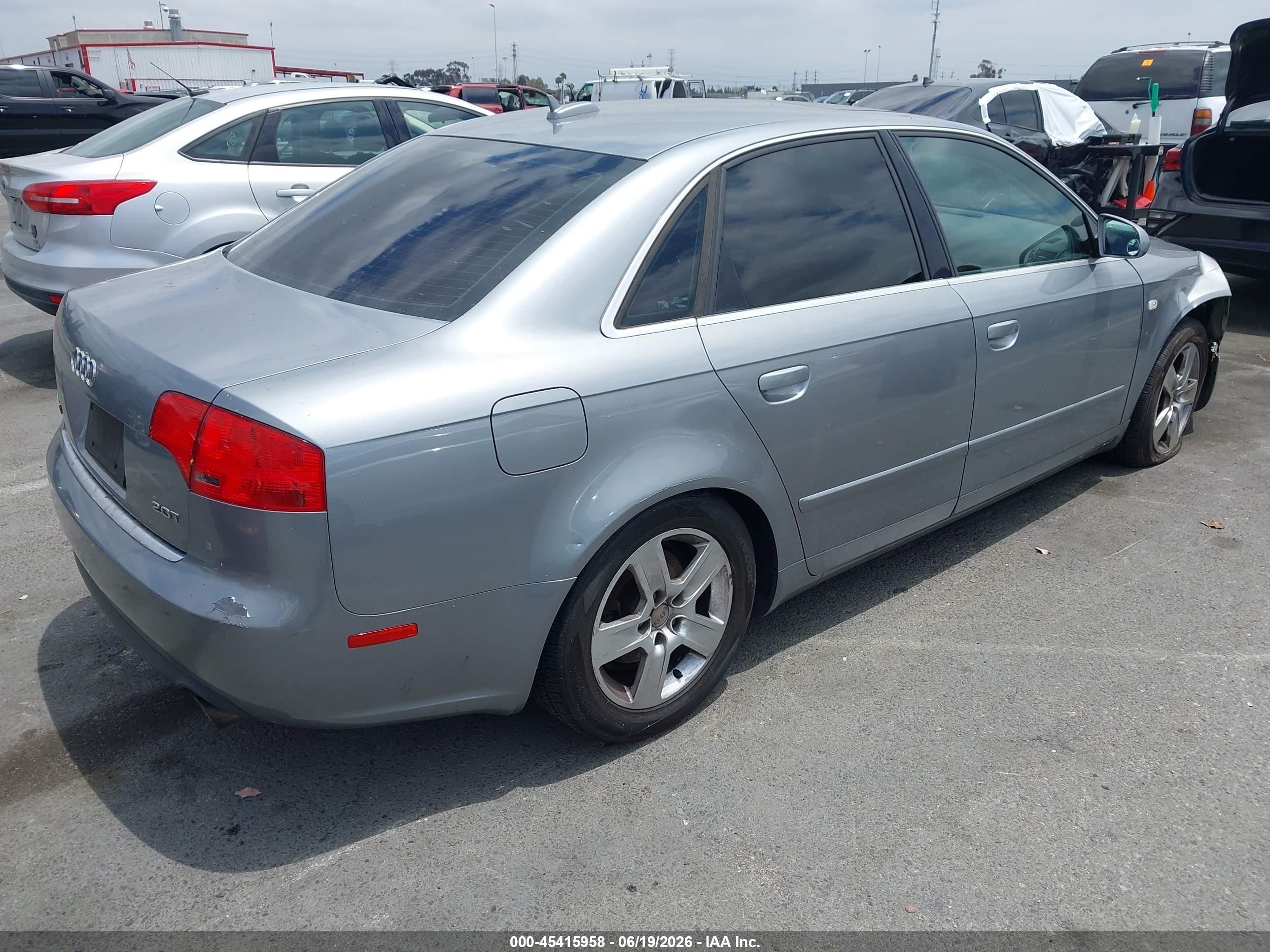2006 Audi A4 2.0t Silver vin: WAUAF78E36A196740