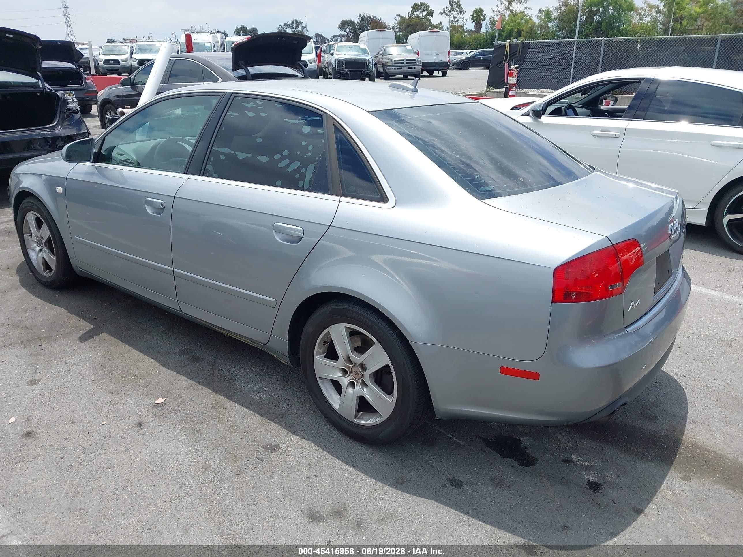 2006 Audi A4 2.0t Silver vin: WAUAF78E36A196740